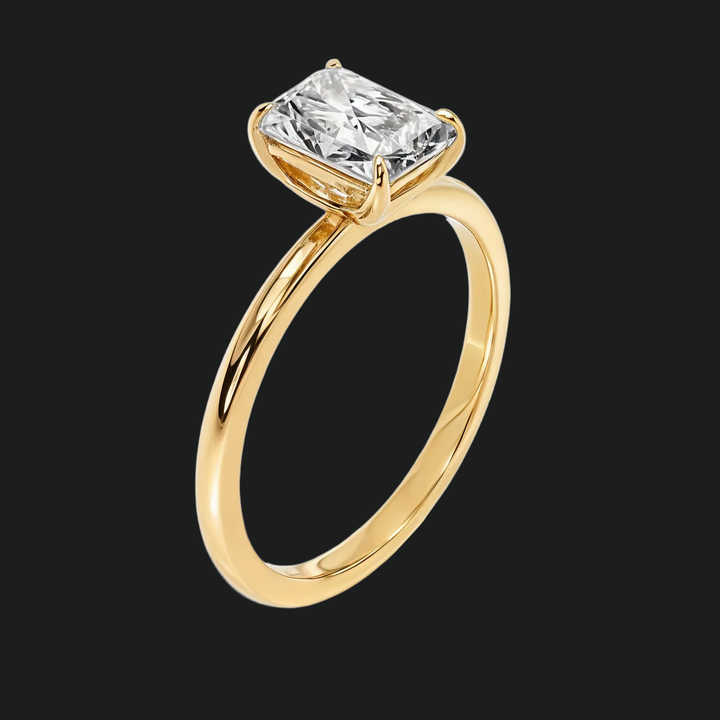 Radiant Cut Solitaire Engagement Ring with Diamond Accents