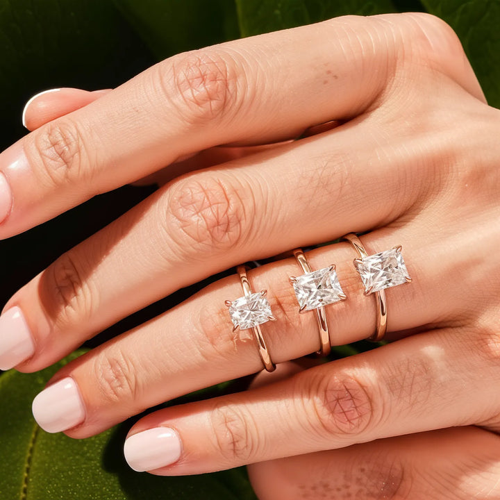 Radiant Cut Solitaire Engagement Ring with Diamond Accents