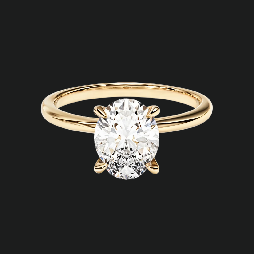 Oval Solitaire Engagement Ring with Diamond Accents in 9kt White Gold