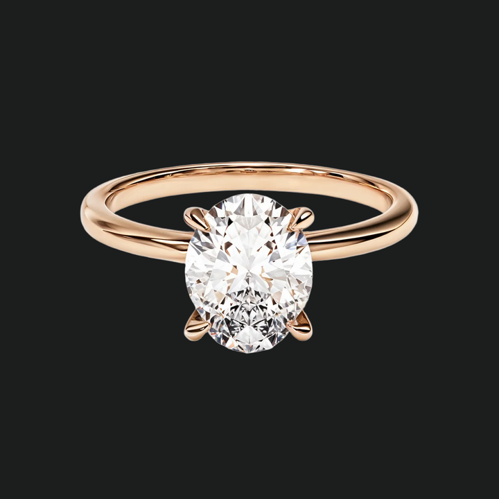 Bague de fiançailles au solitaire ovale avec accents de diamant