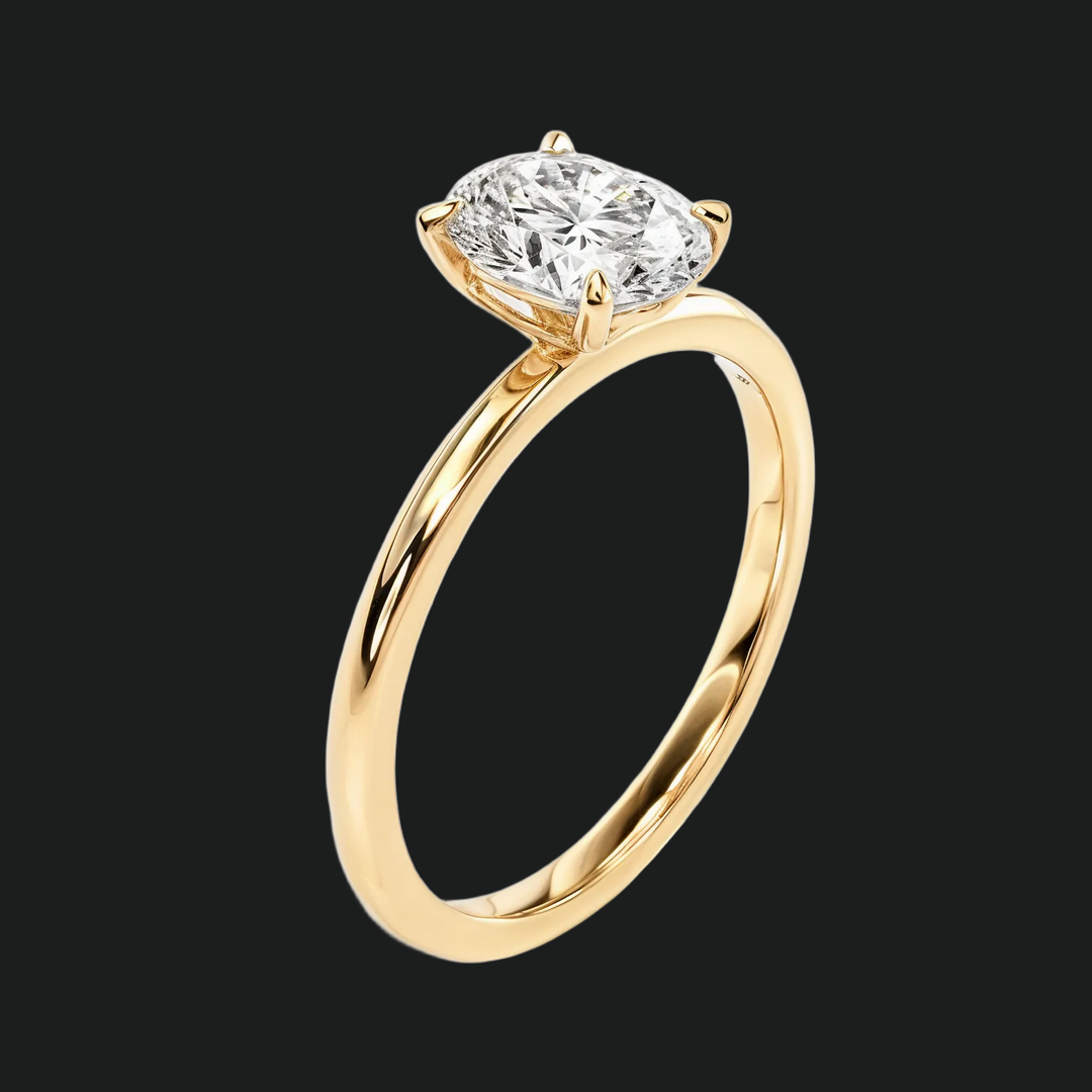 Bague de fiançailles au solitaire ovale avec accents de diamant