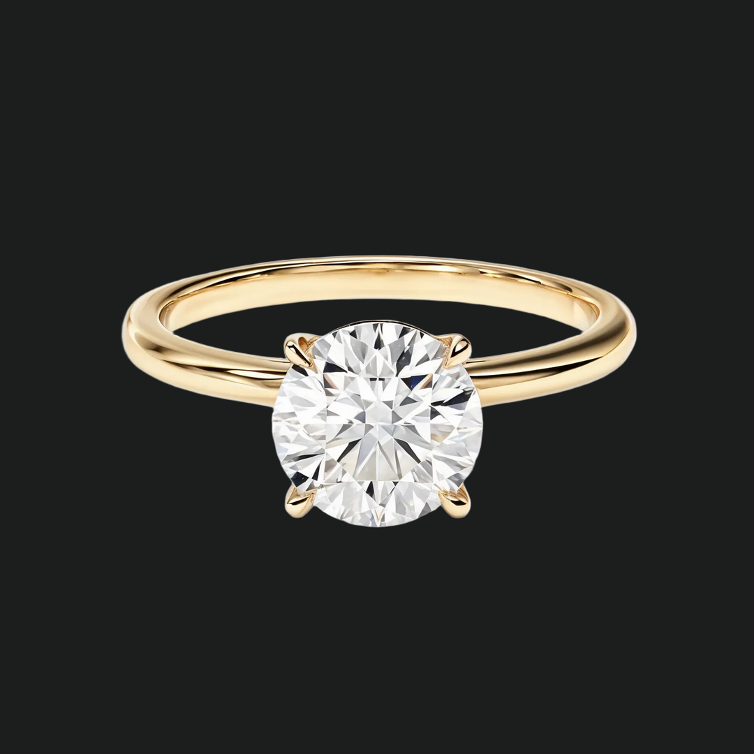 Classic Solitaire Round Diamond Accents Engagement Ring in 9kt White Gold