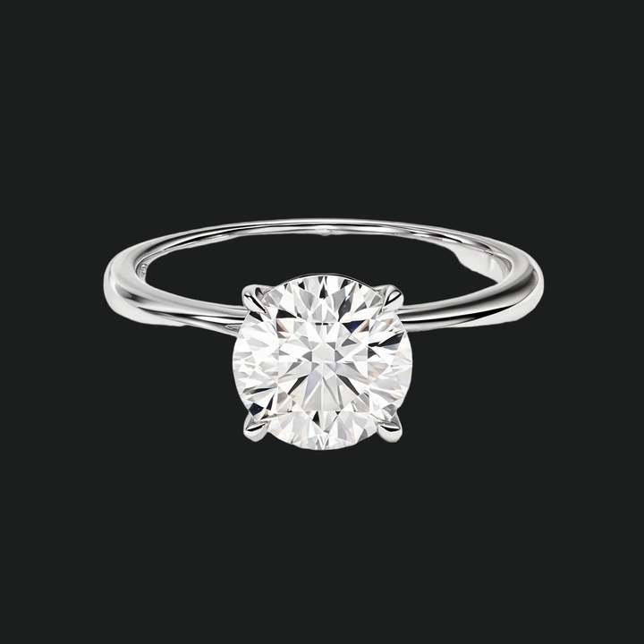 Classic Solitaire Round Diamond Accents Engagement Ring