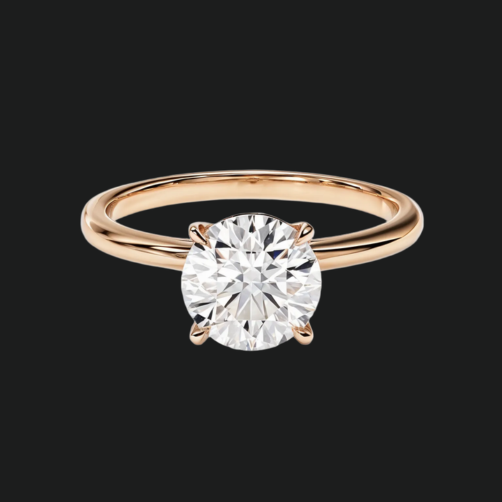 Classic Solitaire Round Diamond Accents Engagement Ring