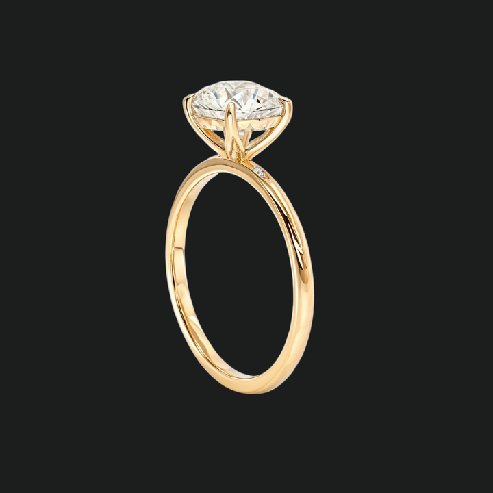 Classic Solitaire Round Diamond Accents Engagement Ring