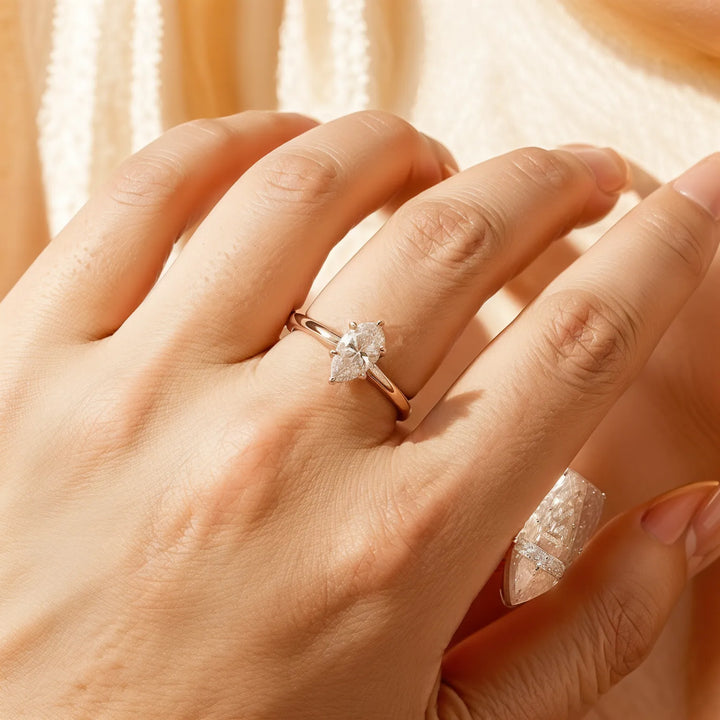 Marquise Solitaire Engagement Ring with Hidden Halo in 9kt White Gold