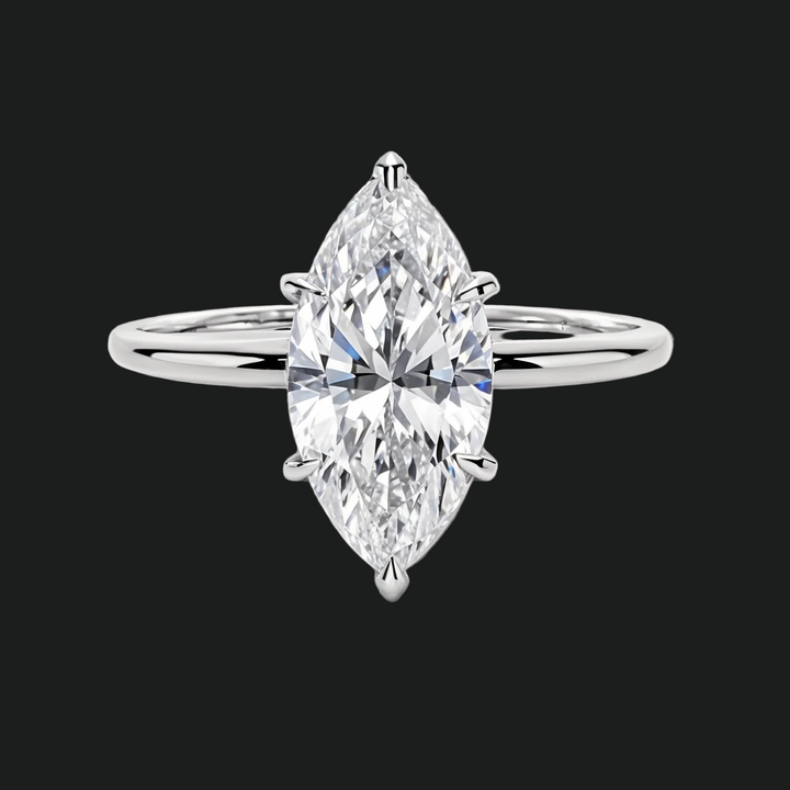 Marquise Solitaire Engagement Ring with Hidden Halo