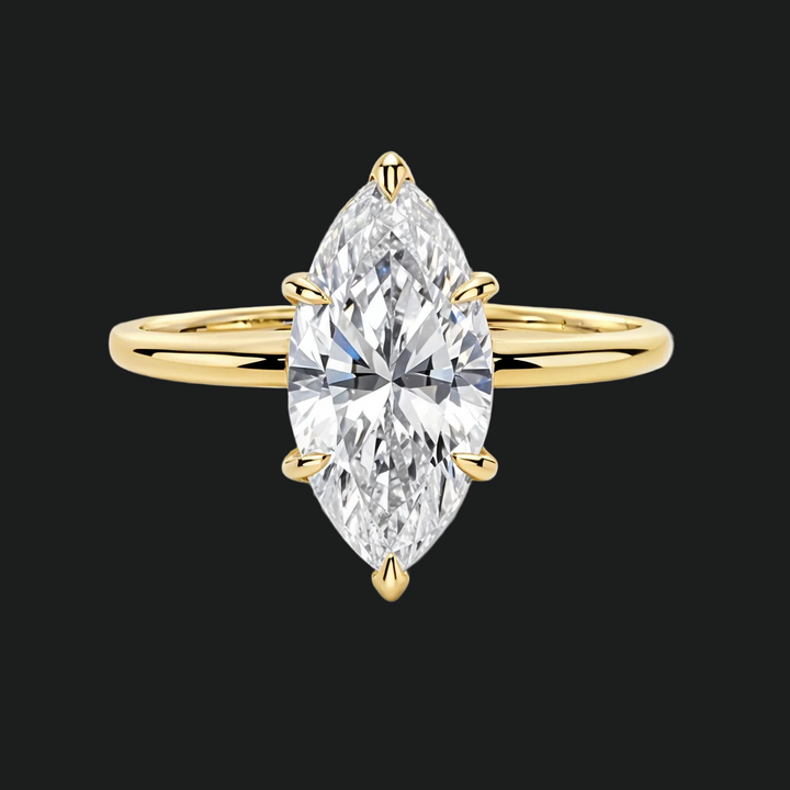 Marquise Solitaire Engagement Ring with Hidden Halo