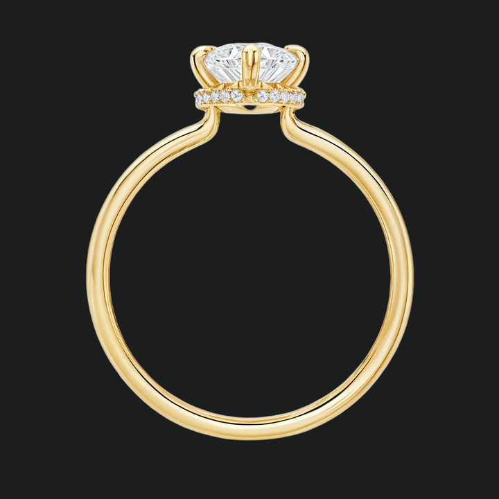 Marquise Solitaire Engagement Ring with Hidden Halo
