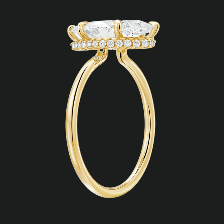 Marquise Solitaire Engagement Ring with Hidden Halo