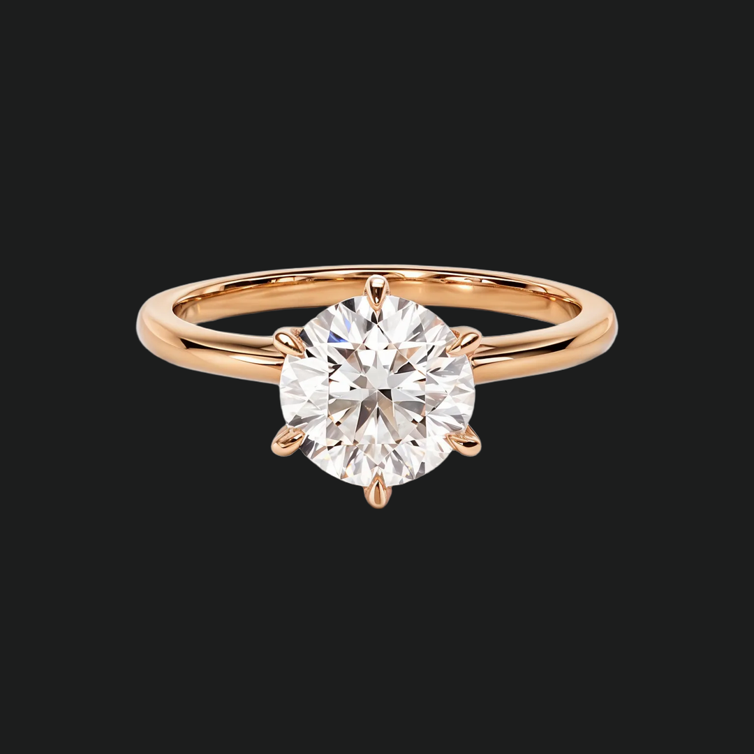 Solitaire ronde diamantaccenten met 6-exemplaren