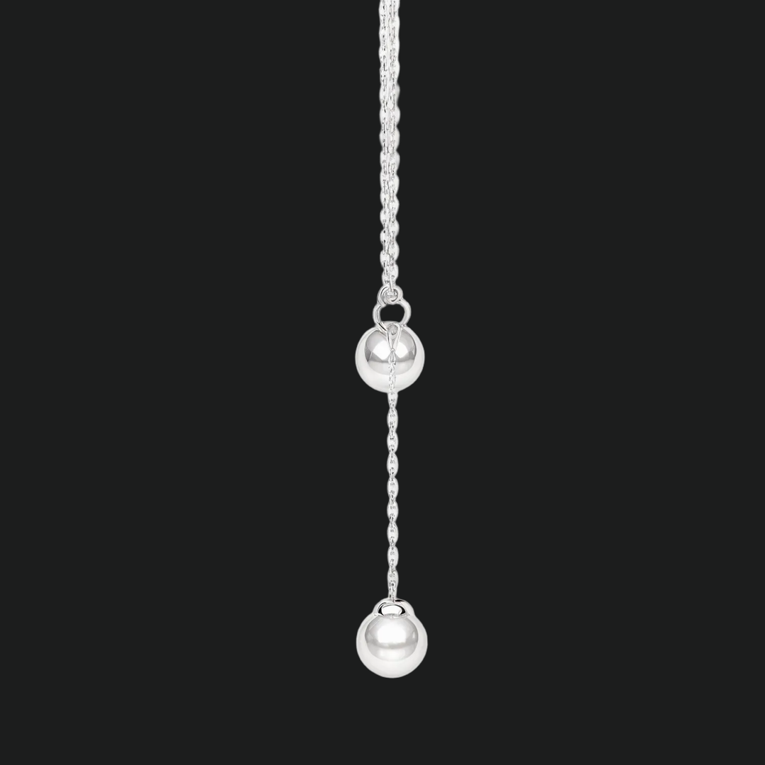 Pearl and Diamond Balance Bar Pendant Necklace