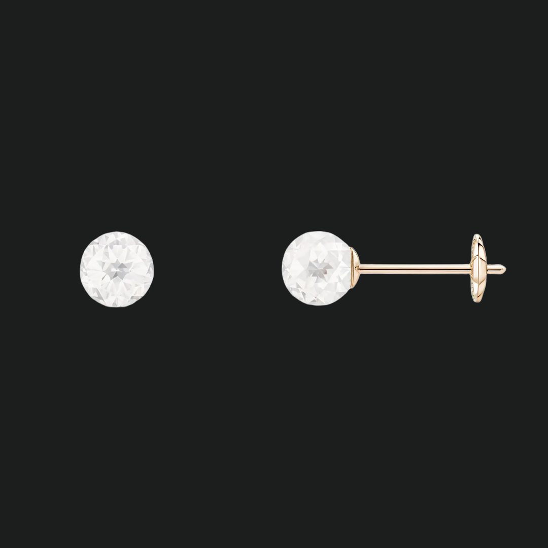 6mm Solitaire Pearl Stud Earrings - 9kt White Gold with Lab-Grown Diamond
