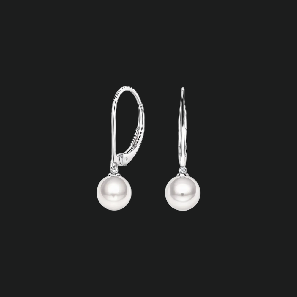 Round Pearl Drop Earrings