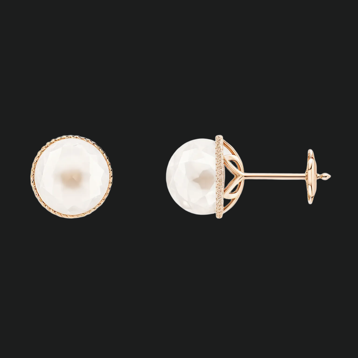 8mm Pearl Stud Earrings with Twisted Rope Frame