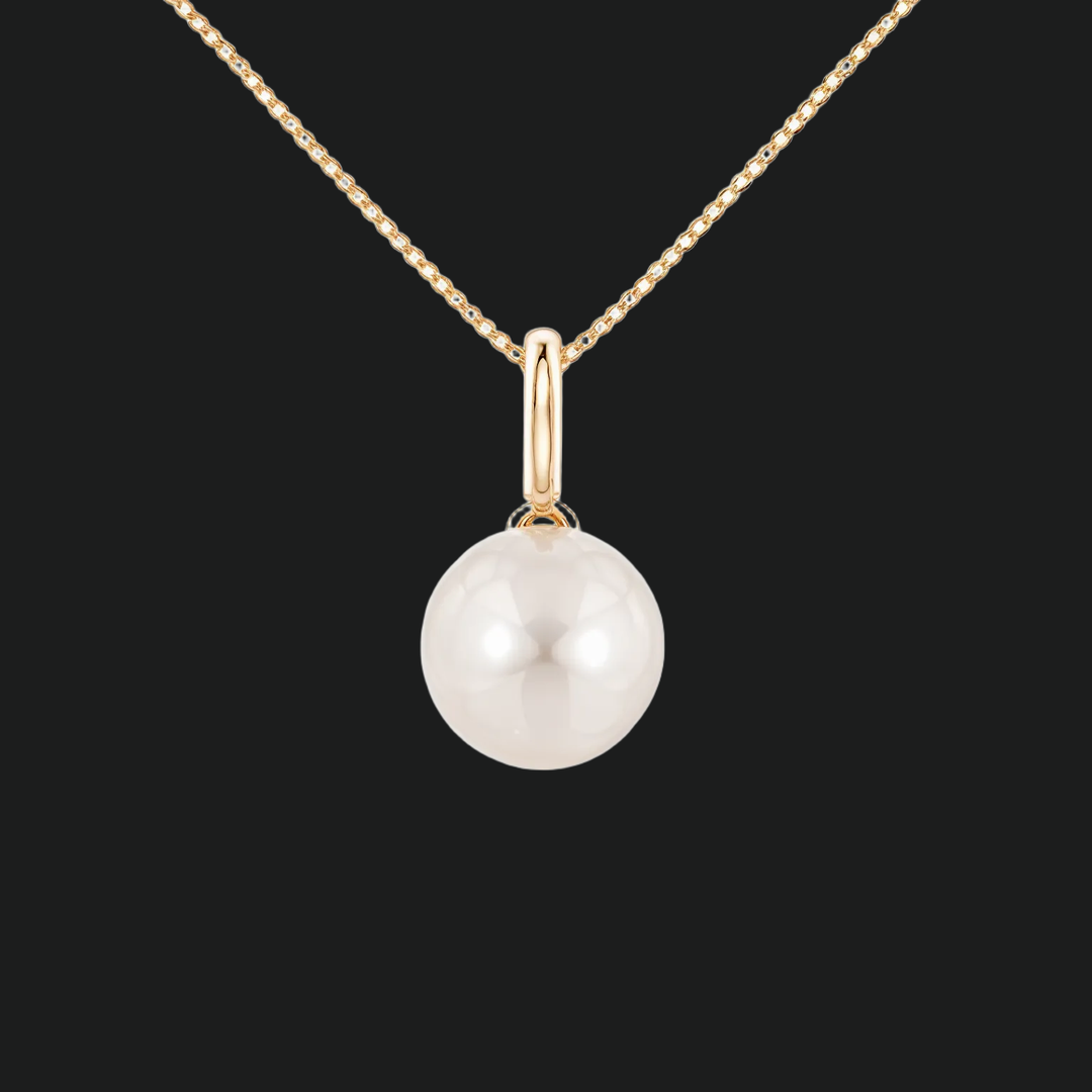 8mm White Pearl Solitaire Pendant Necklace