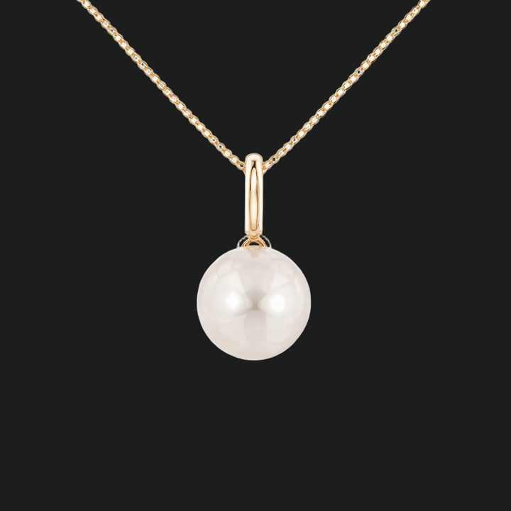 8mm White Pearl Solitaire Pendant Necklace