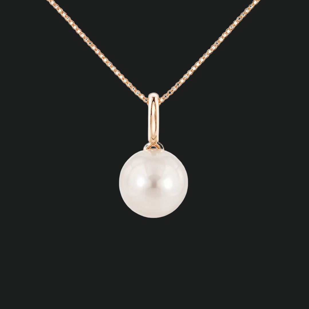 8mm White Pearl Solitaire Pendant Necklace