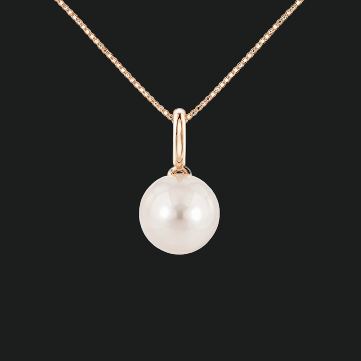 8mm White Pearl Solitaire Pendant Necklace