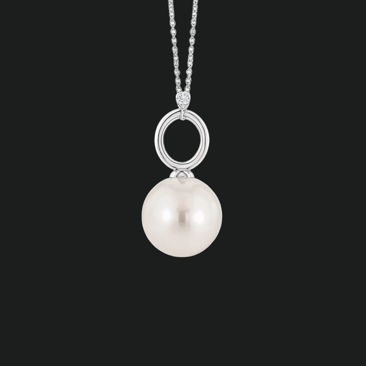 8mm White Pearl Solitaire Pendant Necklace