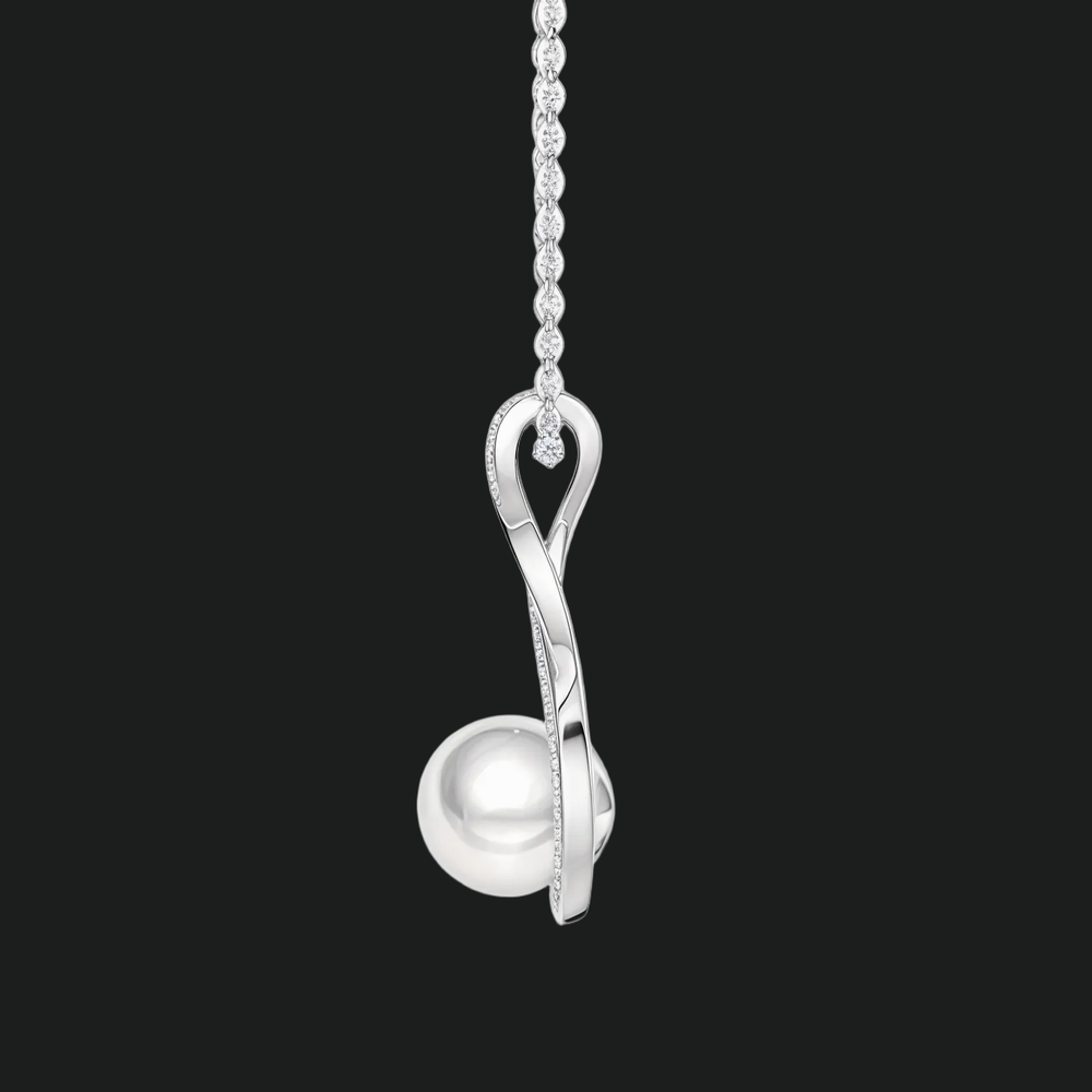 Infinity Pearl and Diamond Accent Pendant Necklace