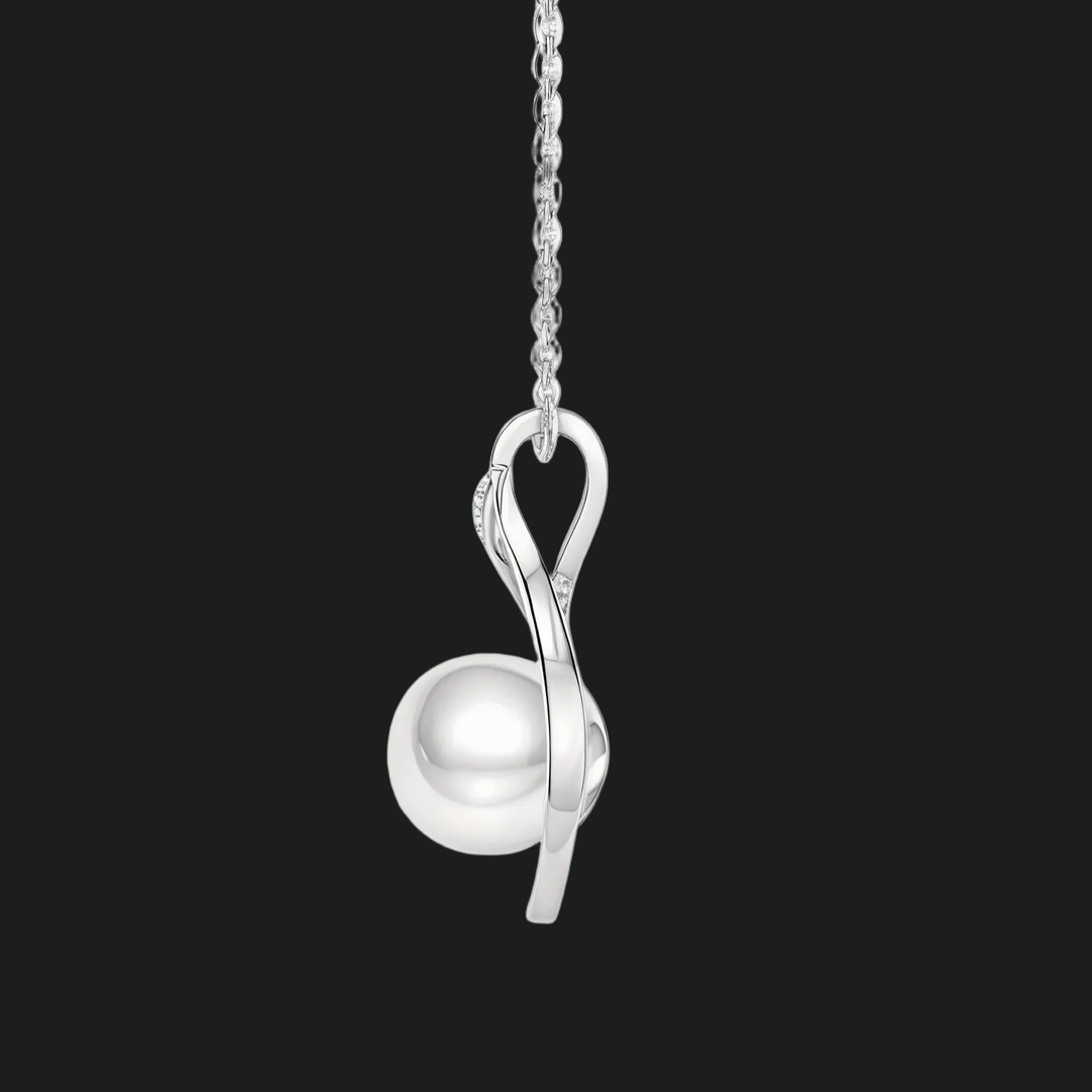 9mm Pearl Twist Pendant Necklace with Diamond Accents