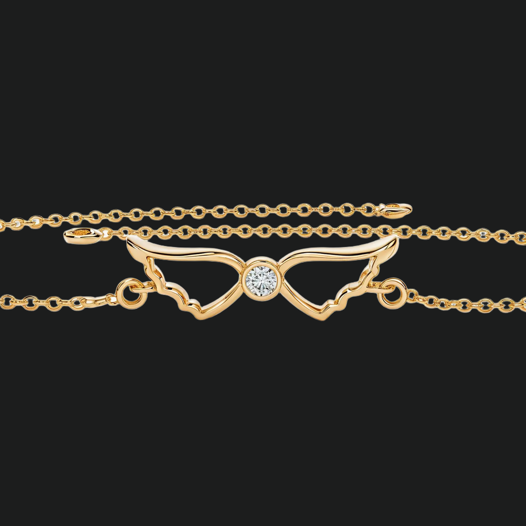 Angel Wings Round Diamond Bracelet - 9kt White Gold with Lab-Grown Diamond