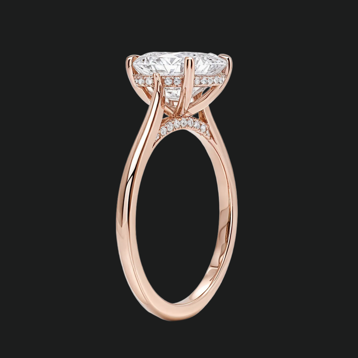 Asscher Cut Hidden Halo Engagement Ring with Diamond Accents