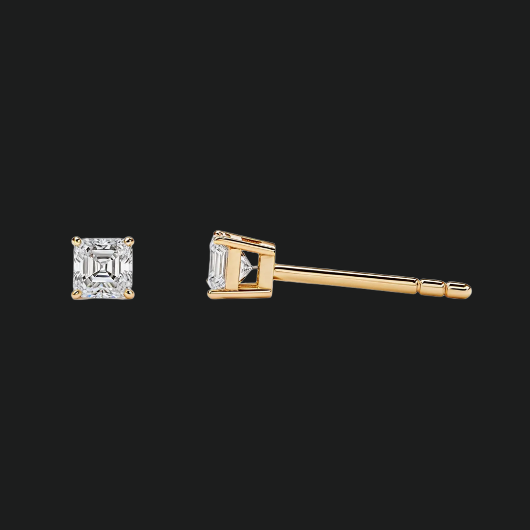 Asscher Cut Diamond Stud Earrings - 9kt White Gold with Lab-Grown Diamond
