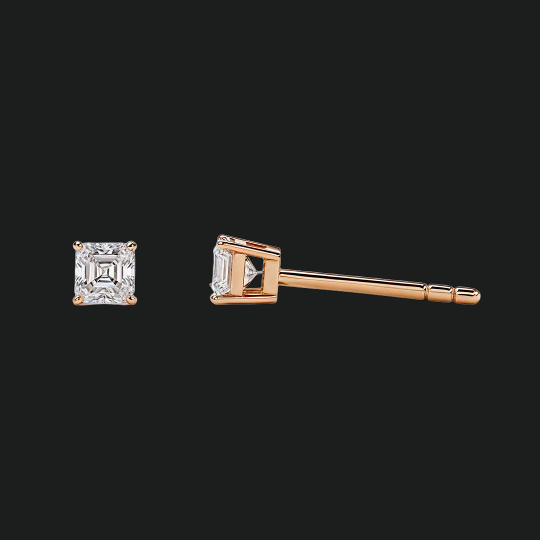 Asscher Cut Diamond Stud Earrings