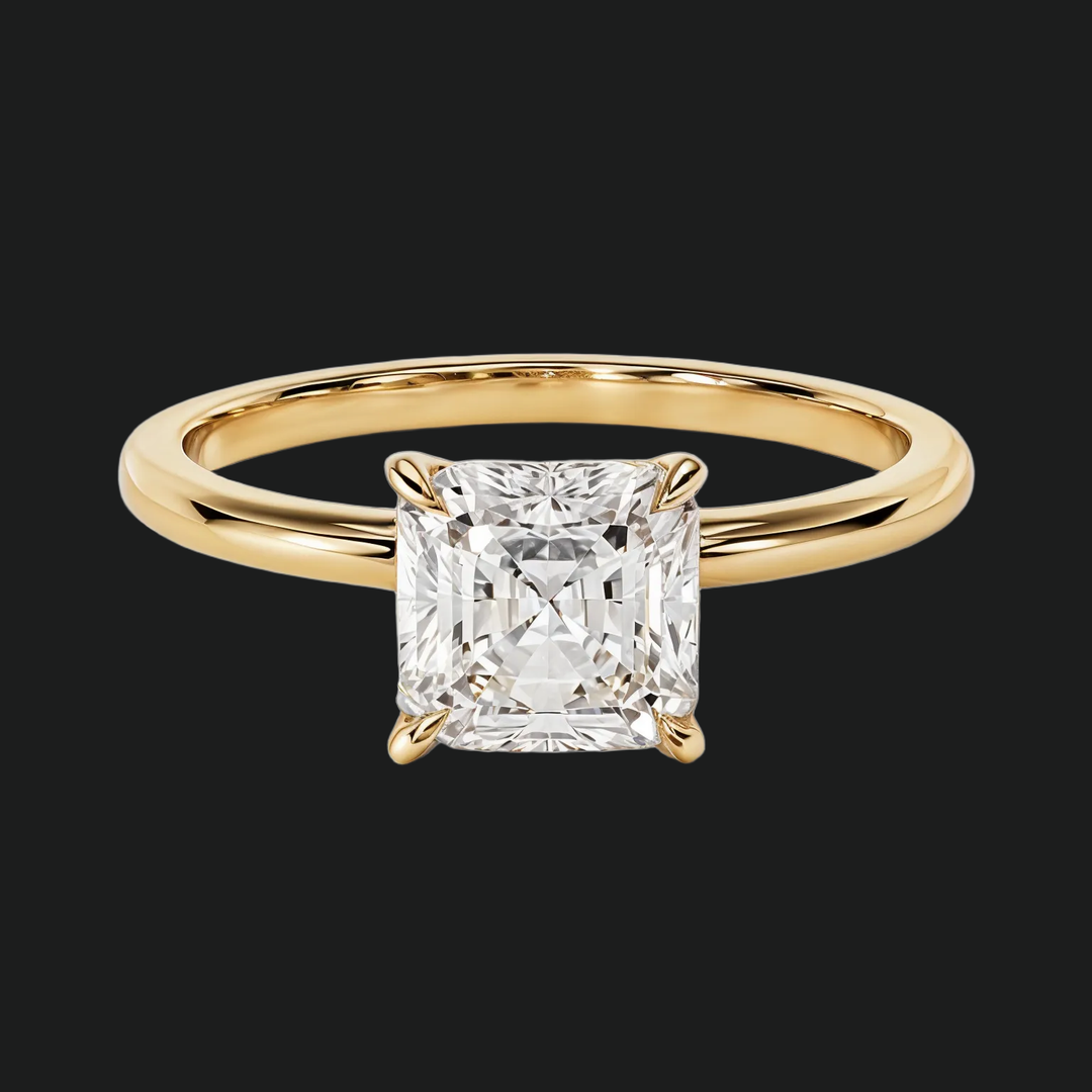 Asscher Cut Solitaire Engagement Ring with Diamond Accents in 9kt White Gold