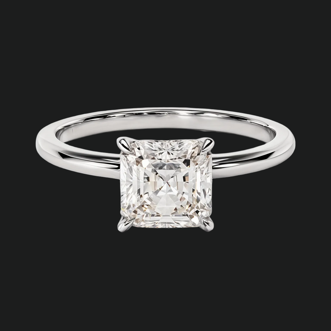 Asscher Cut Solitaire Engagement Ring with Diamond Accents