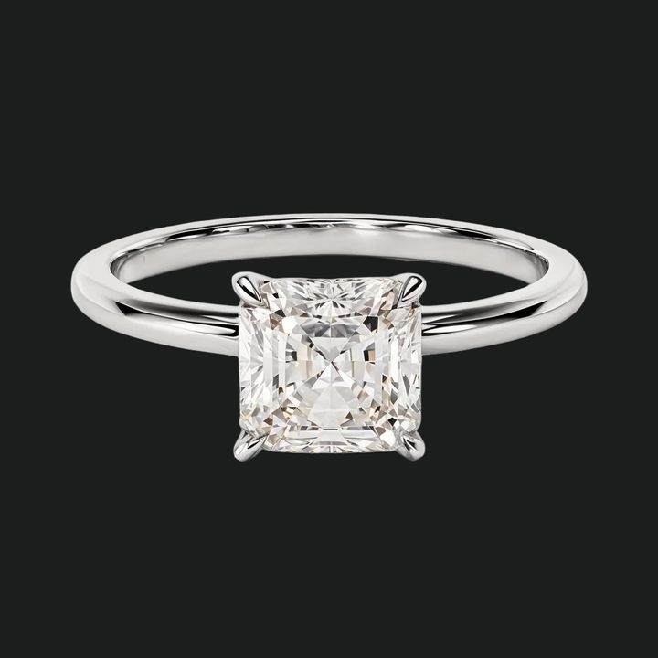 Asscher Cut Solitaire Engagement Ring with Diamond Accents