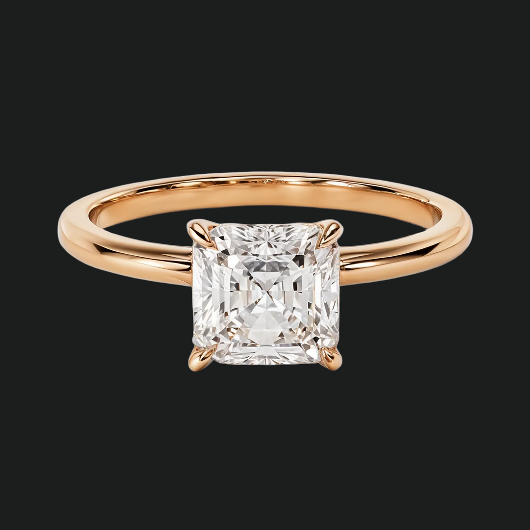 Asscher Cut Solitaire Engagement Ring with Diamond Accents