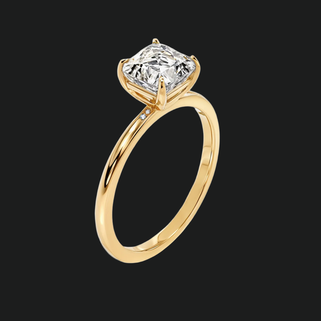 Asscher Cut Solitaire Engagement Ring with Diamond Accents