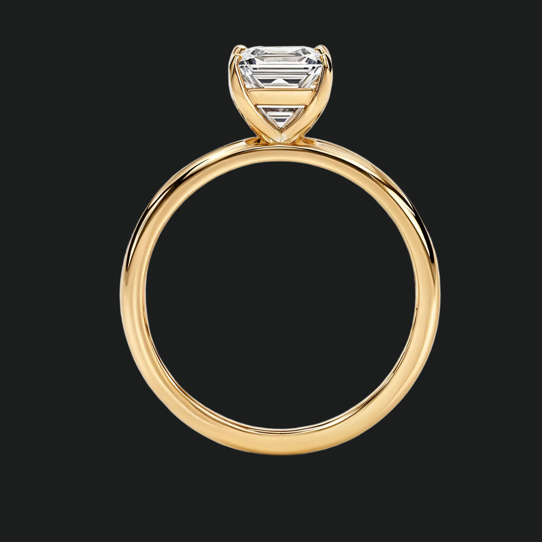 Asscher Cut Solitaire Engagement Ring with Diamond Accents