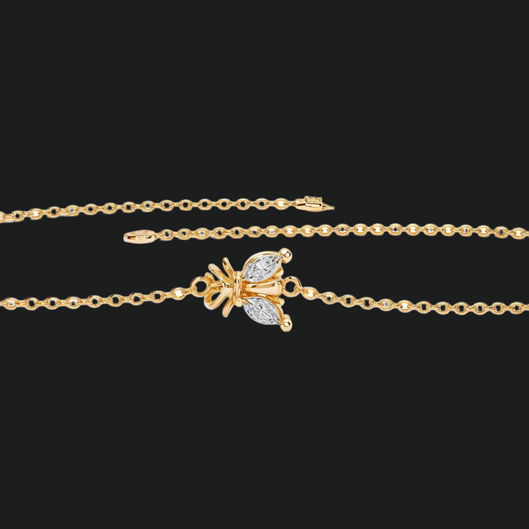 Bee Diamond Marquise Bracelet - 9kt White Gold with Lab-Grown Diamond