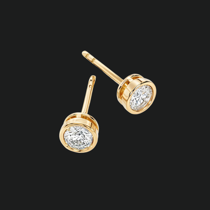 Bezel Set Round Diamond Stud Earrings