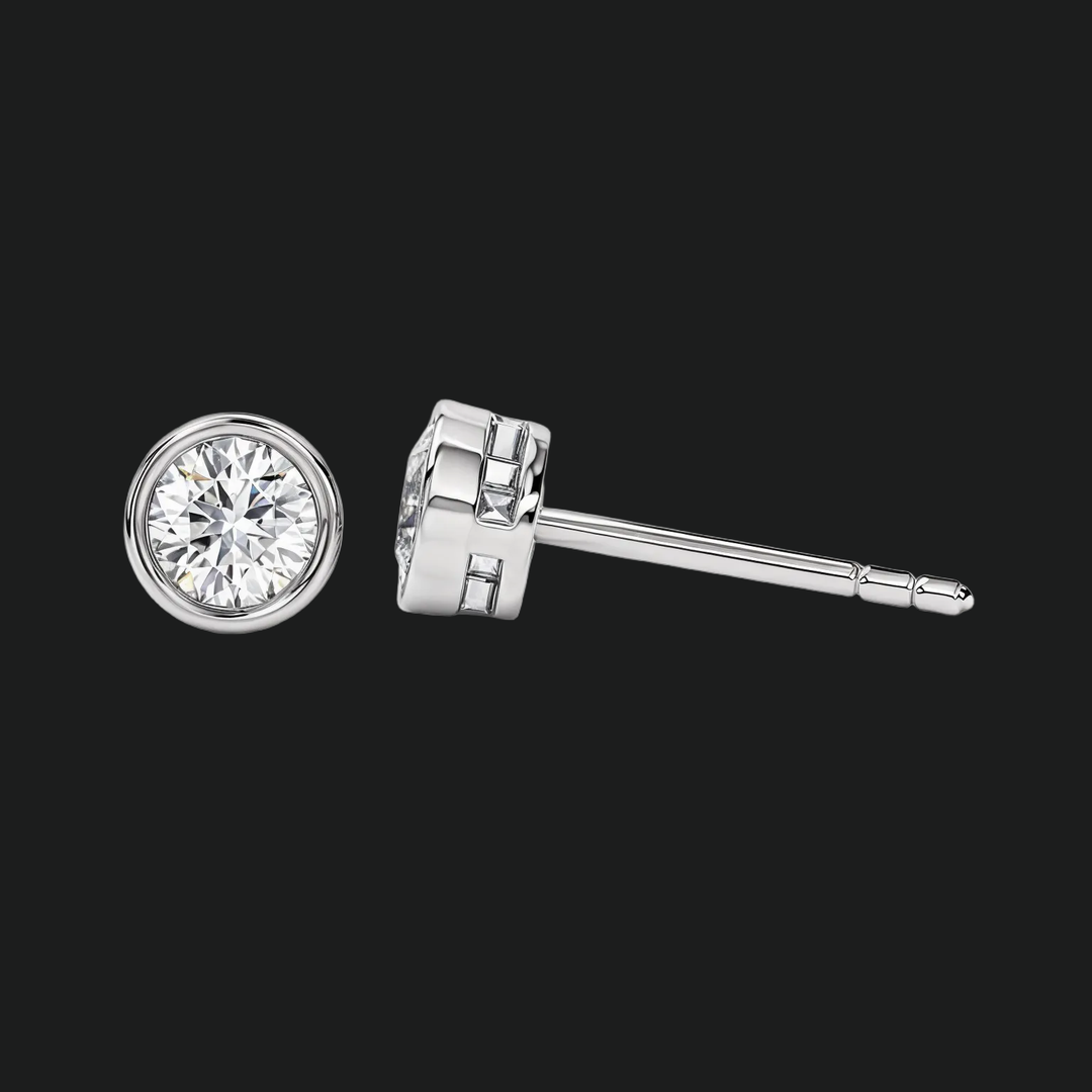 Bezel Set Round Diamond Stud Earrings