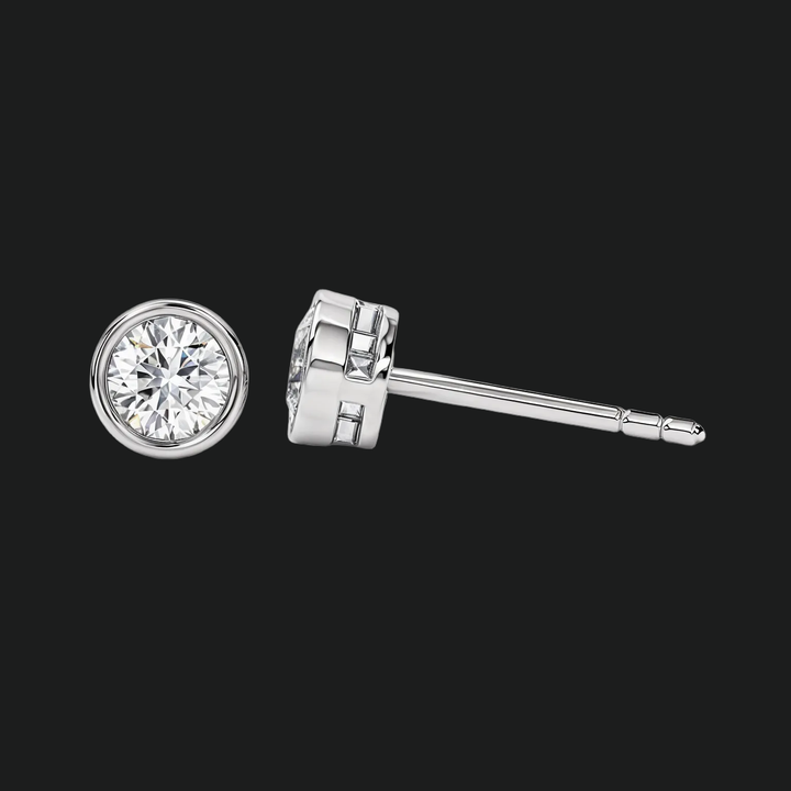 Bezel Set Round Diamond Stud Earrings