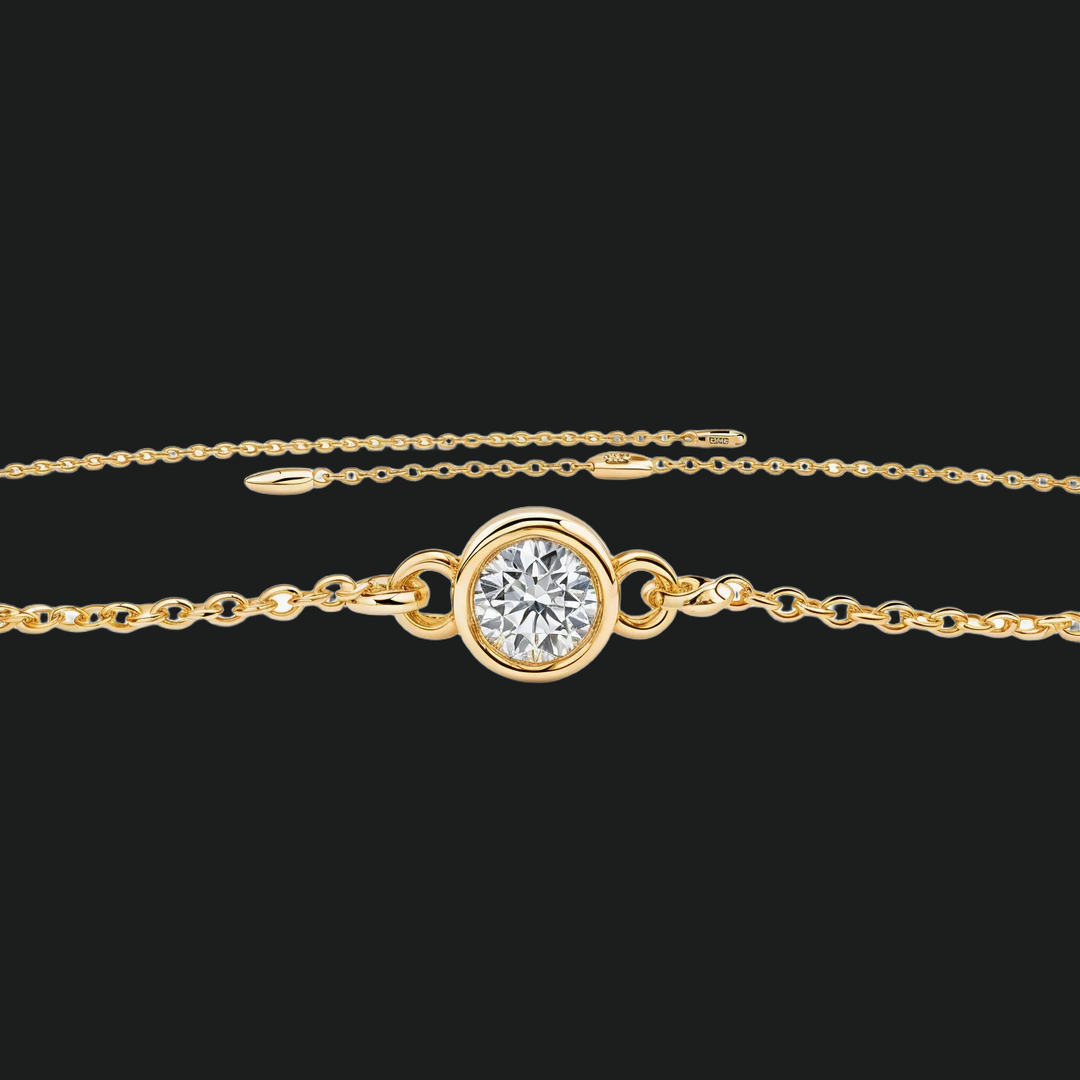 Round Diamond Bezel Tennis Bracelet - 9kt White Gold with Lab-Grown Diamond