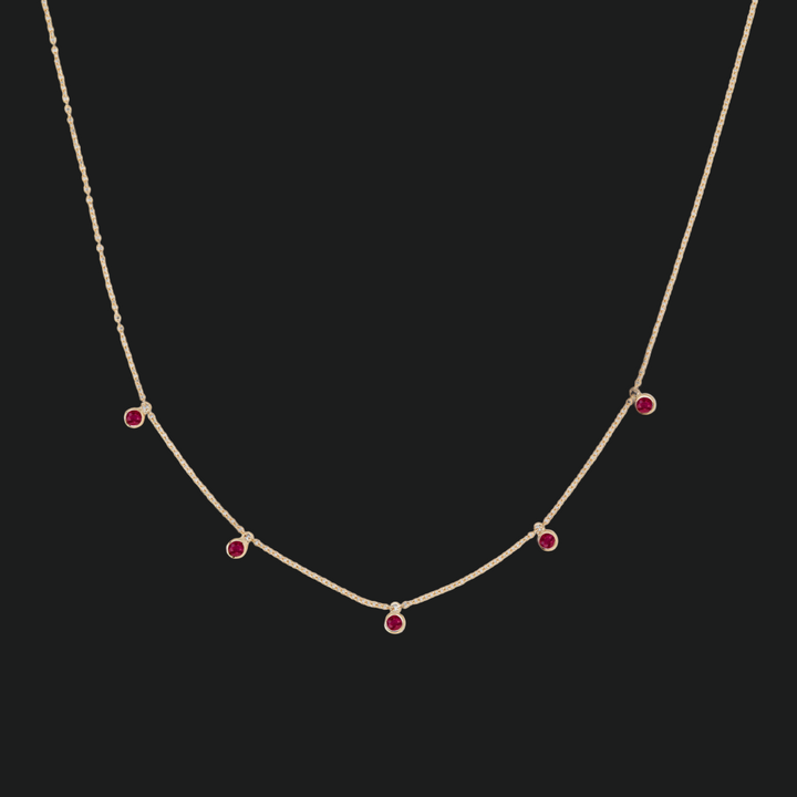Rabin-Rubin-Drop-Halskette-9kt Weißgold mit Labor-Diamanten