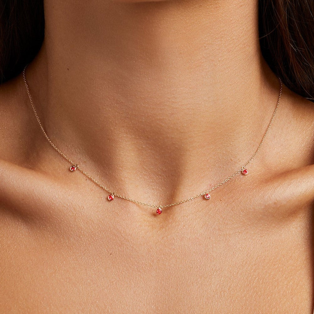 Bezel-Set Ruby Drop Necklace