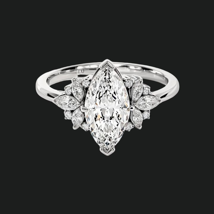 Floral Marquise Cluster Engagement Ring