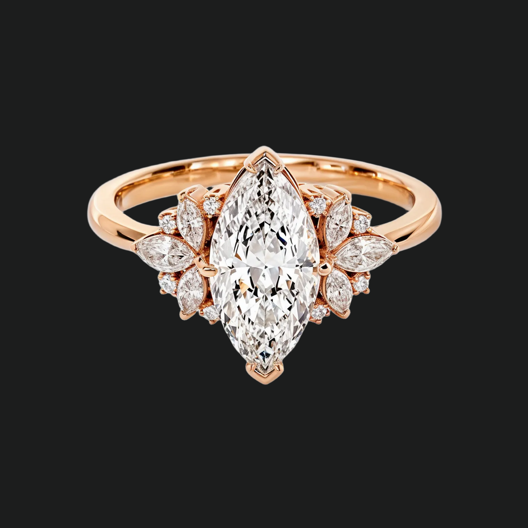 Floral Marquise Cluster Engagement Ring
