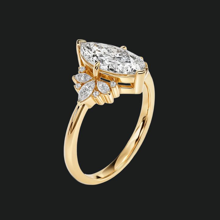Floral Marquise Cluster Engagement Ring