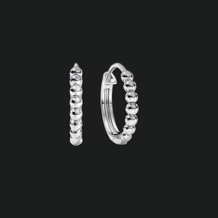 Beaded Diamond Huggie Hoop Earrings
