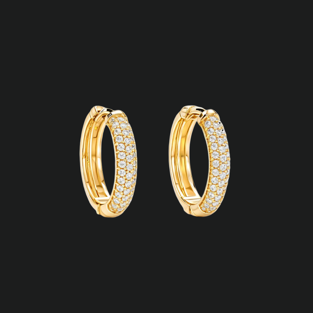 Diamond Pave Huggie Hoop Earrings - 9kt White Gold with Lab-Grown Diamond