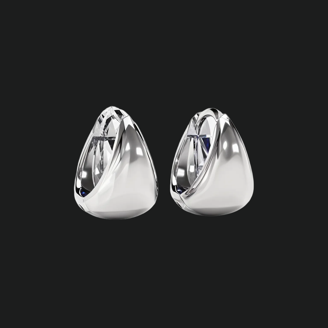 Dome Diamond Huggie Hoop oorbellen