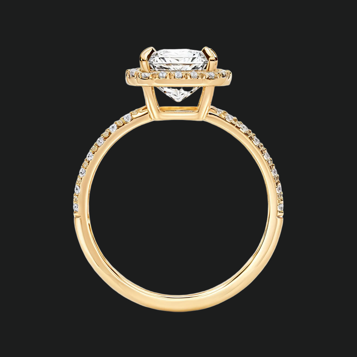 Asscher Cut Halo Engagement Ring with Pavé Band